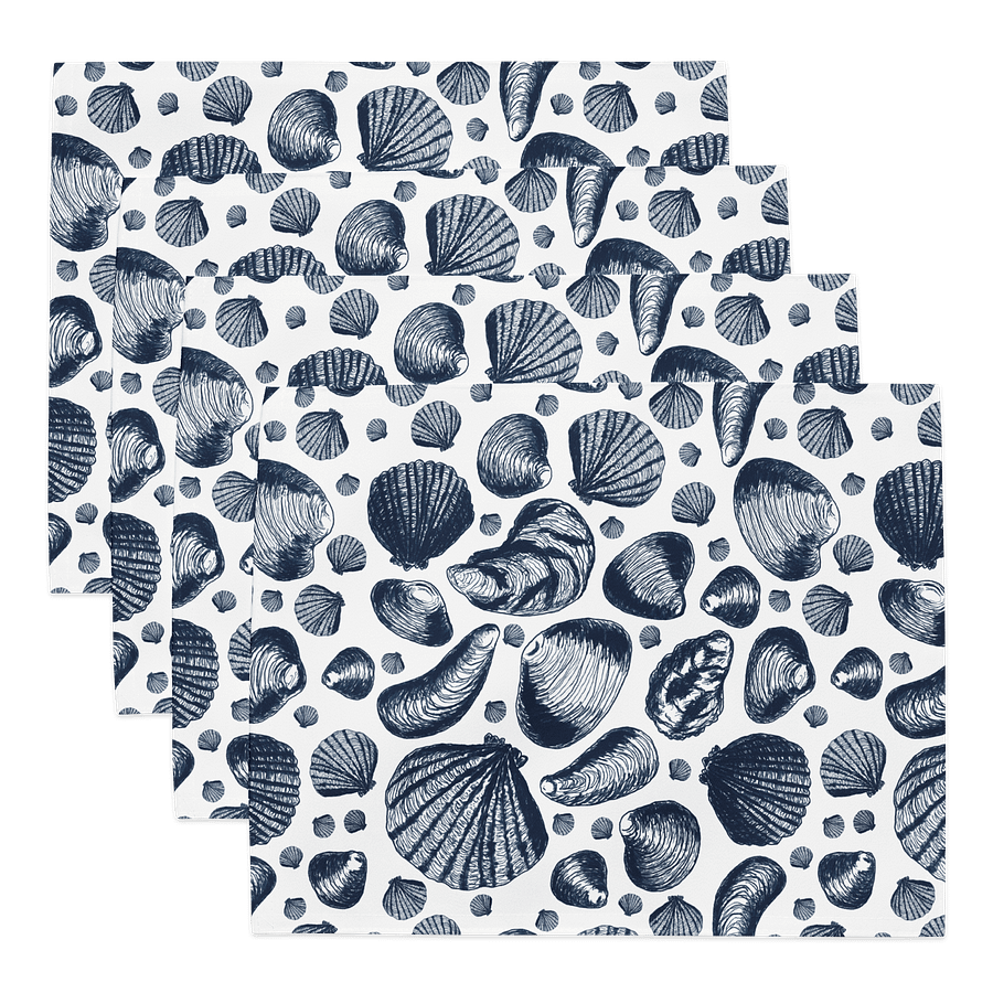 New England Tidal Treasures Placemats – Navy on White, Set of 4 | MONIQUE FAELLA DESIGNS™ product image (1)