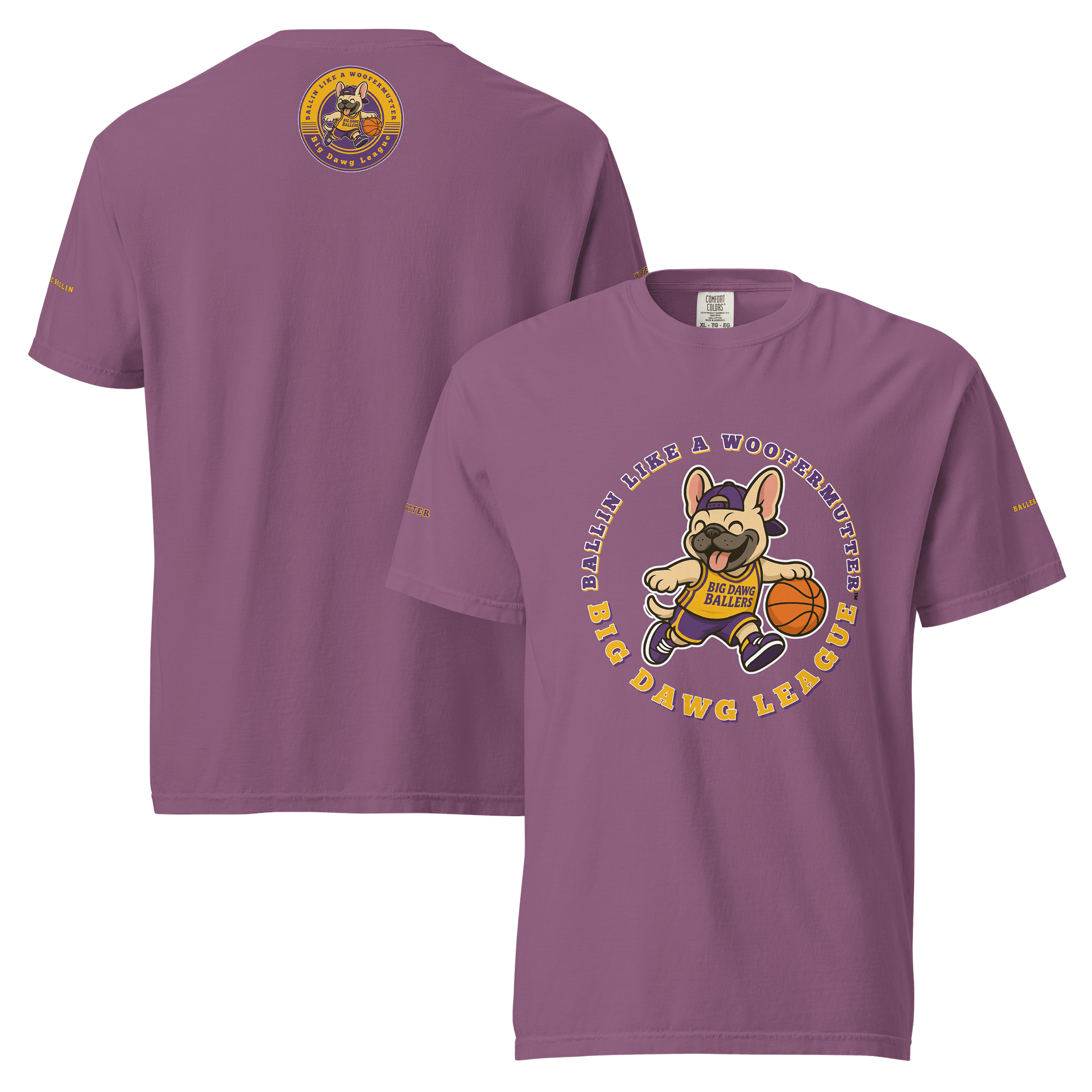 French Bulldog Ballin Like A WooferMutter™ Unisex Garment-Dyed Heavyweight T-Shirt product image (1)