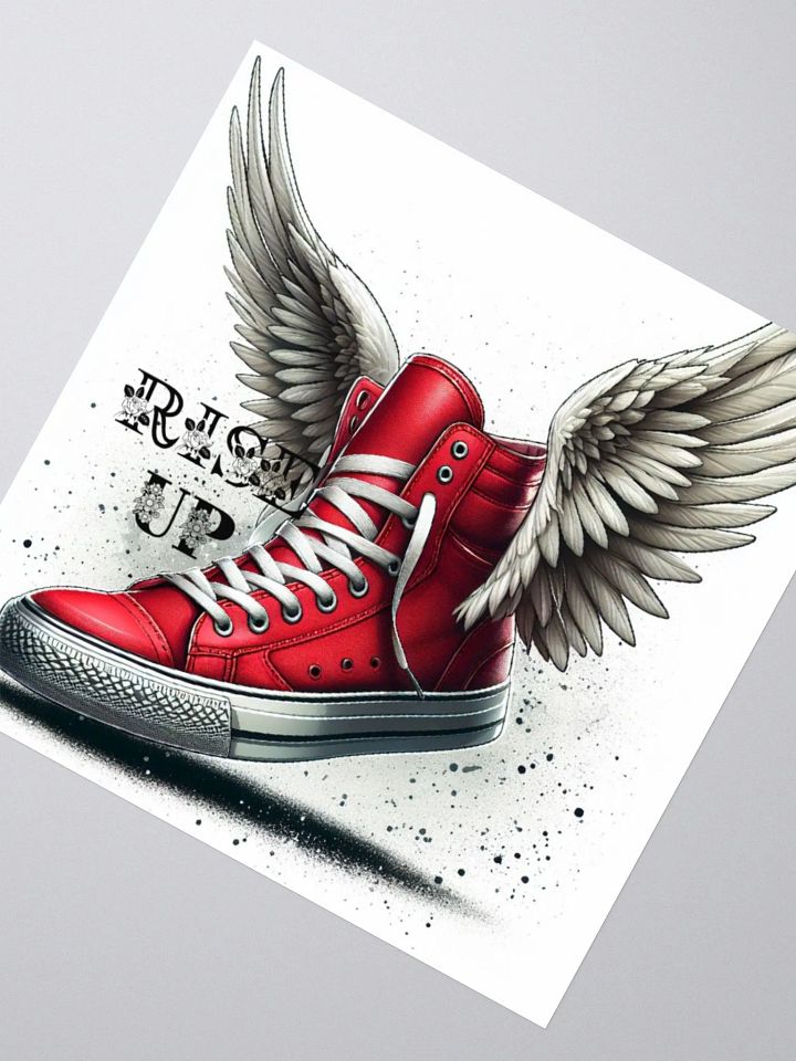 Rise Up | Christian Quote | Wings on Red Sneakers | Faith Sticker product image (2)