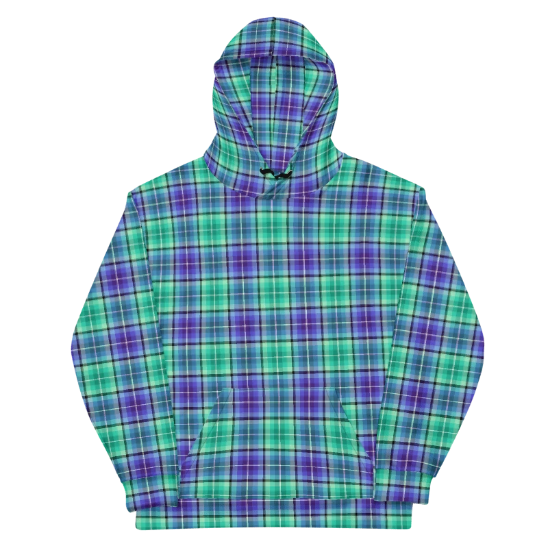 Bright Green and Purple Plaid Hoodie product image (6)