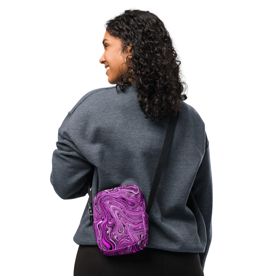 Utility Crossbody Bag - Purple and White Fluid Swirls product image (6)