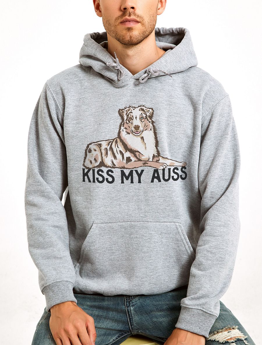 Kiss My Auss Hoodie | Hooded Sweatshirt for Australian Shepherd (Red Merle) Dog Owners product image (20)