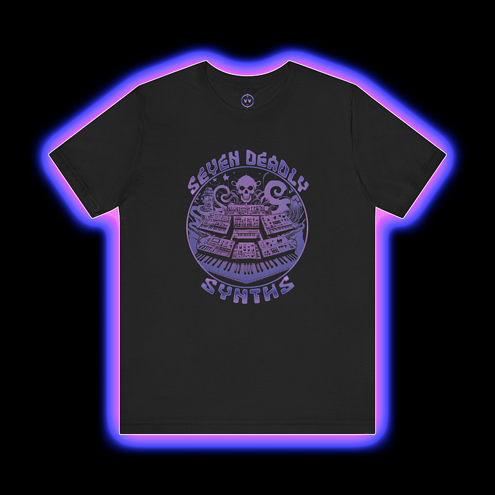 Synthesizer Collector T-Shirt - Seven Deadly Synths (7 Synthesis Techniques) VIOLET PRINT product image (1)