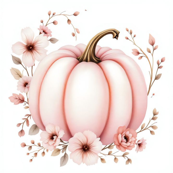 Free 20 Pink Floral Pumpkin Digital Clipart - Charming Designs for Creative Projects and Decor product image (2)