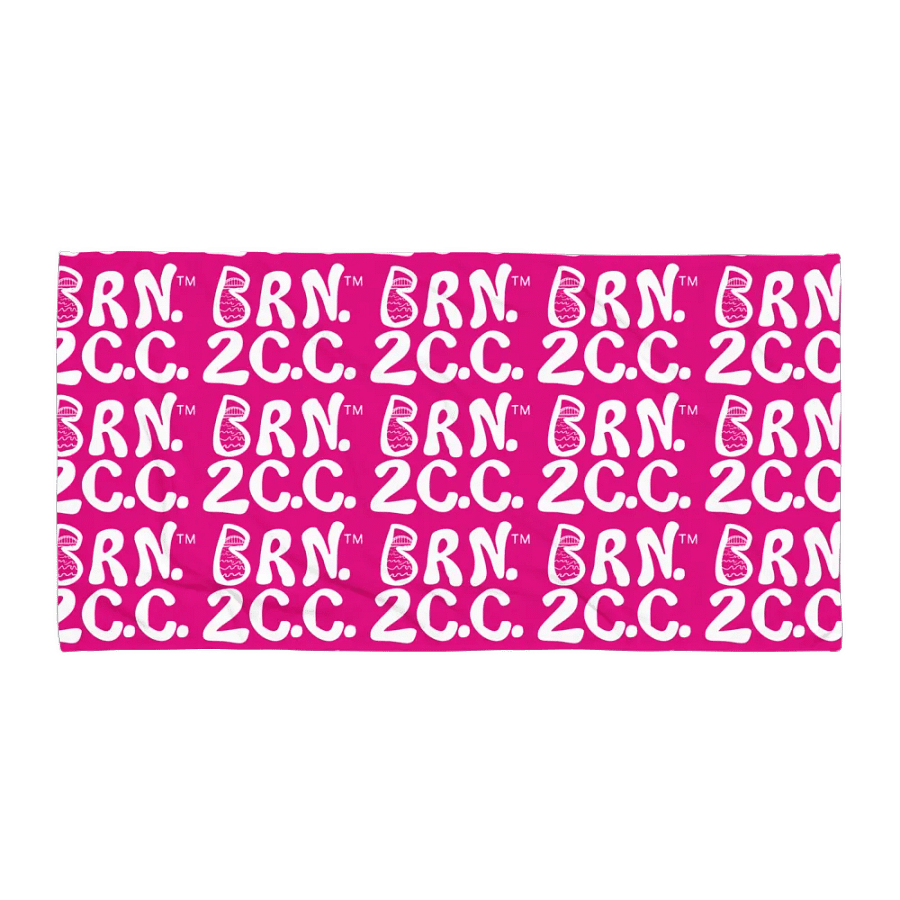 BRN.2C.C.™ | Coastal Classic Beach Towel | All-Over Logo Print | Vibrant Colors for Salty Souls | White Logo on Brilliant Rose product image (1)