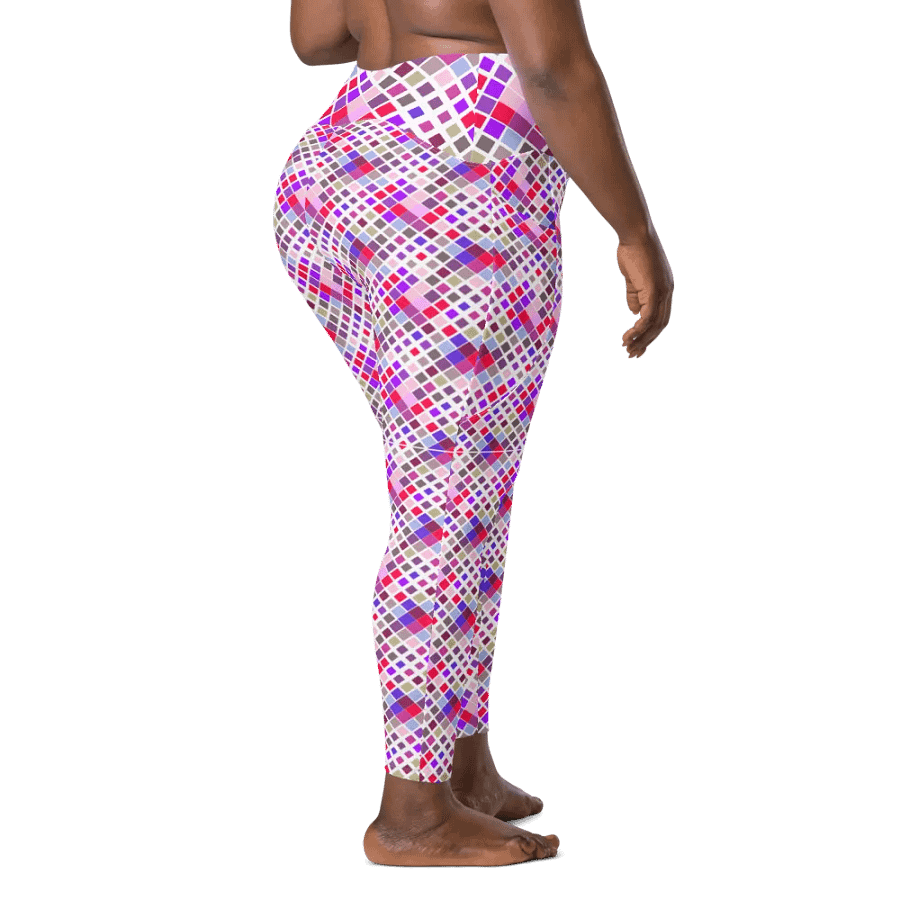 Colorful Square Pattern Design Leggings with Pocket - v1 product image (3)