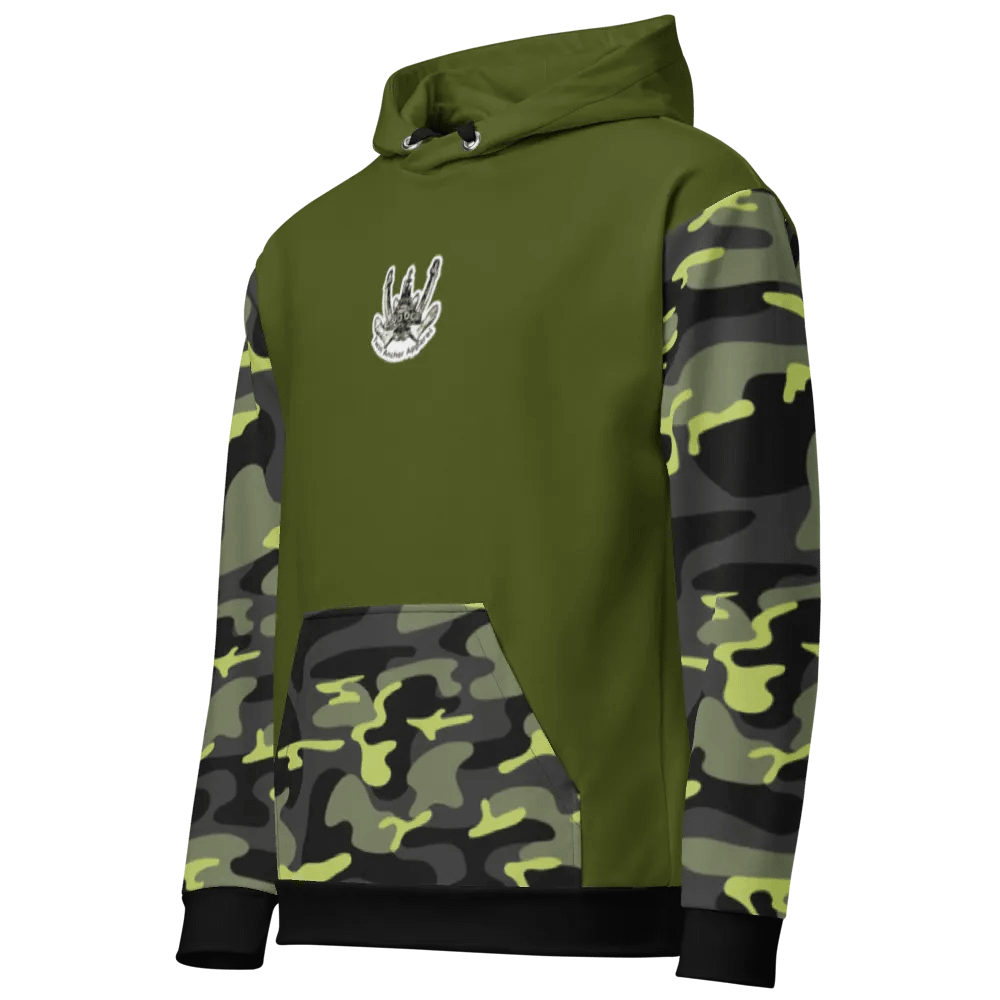 Camouflage & Green Three blade prop triangle Athena tug Hoodie product image (7)