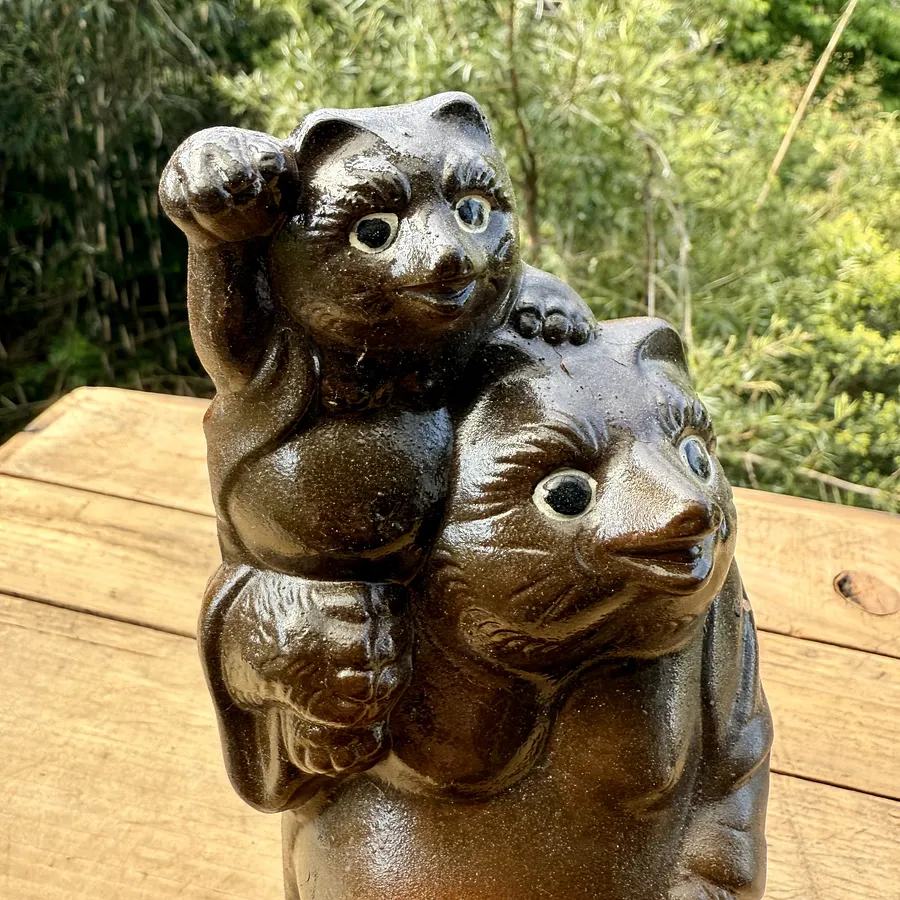 🎎 Japan Antique Roadshow – Vintage Showa-Era Tanuki Statue with Child product image (7)