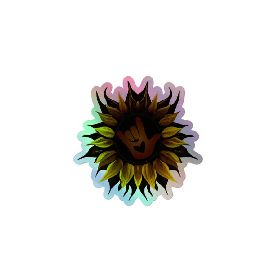 ASL Love Sunflower Holographic Sticker Sheet product image (1)
