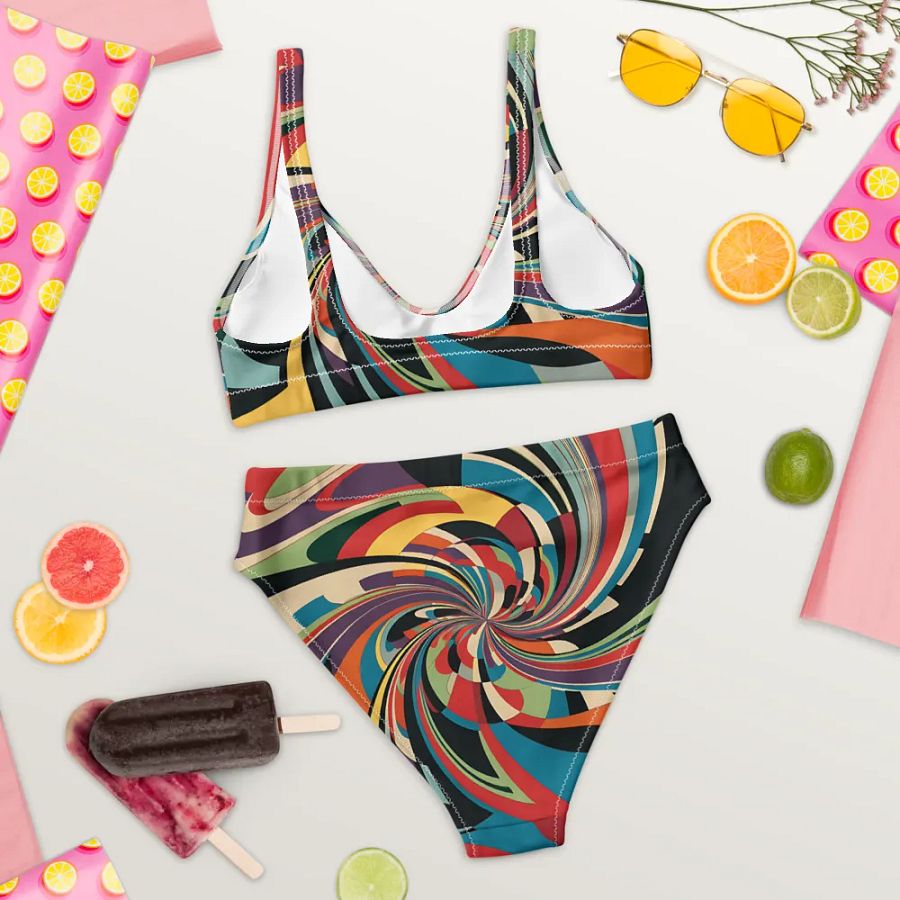 Abstract Lithographic Pattern Design High Waisted Bikini - V12 product image (7)