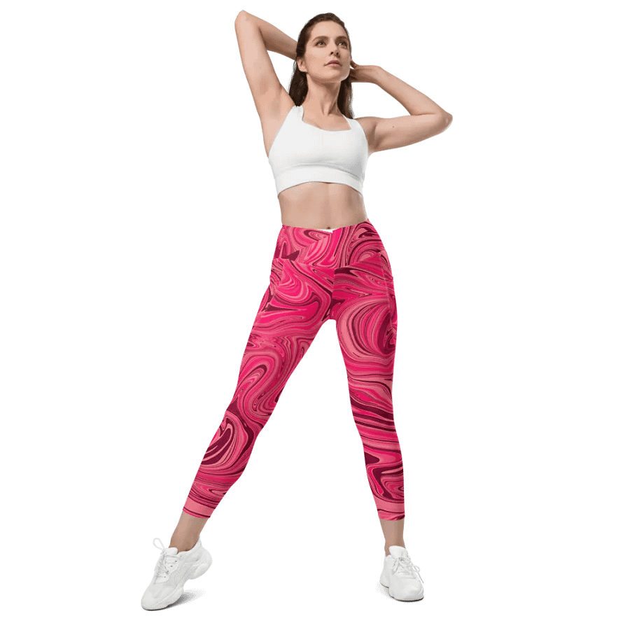 Leggings with Pockets - Shades of Magenta Pink Digital Fluid Art product image (9)