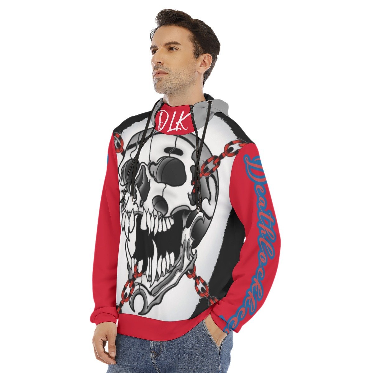Deathlockkeeper All-Over Print Men's Hoodie With Placket Double Zipper product image (3)