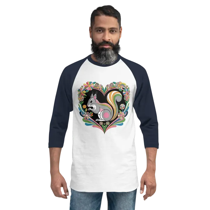 Whimsical Squirrel Heart Raglan Tee product image (2)