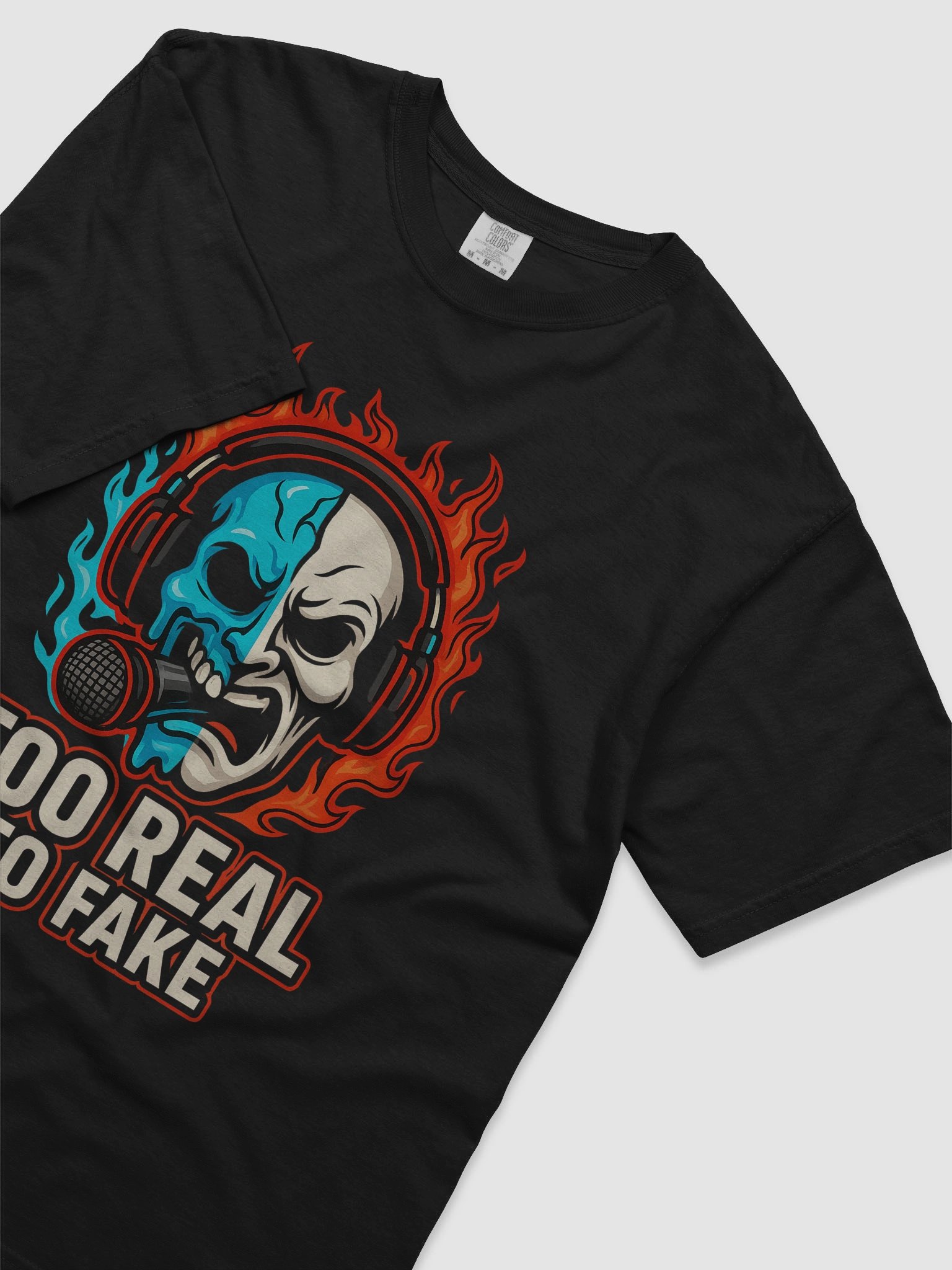 TOO REAL TO FAKE – Flame Mask Mic Tee product image (5)