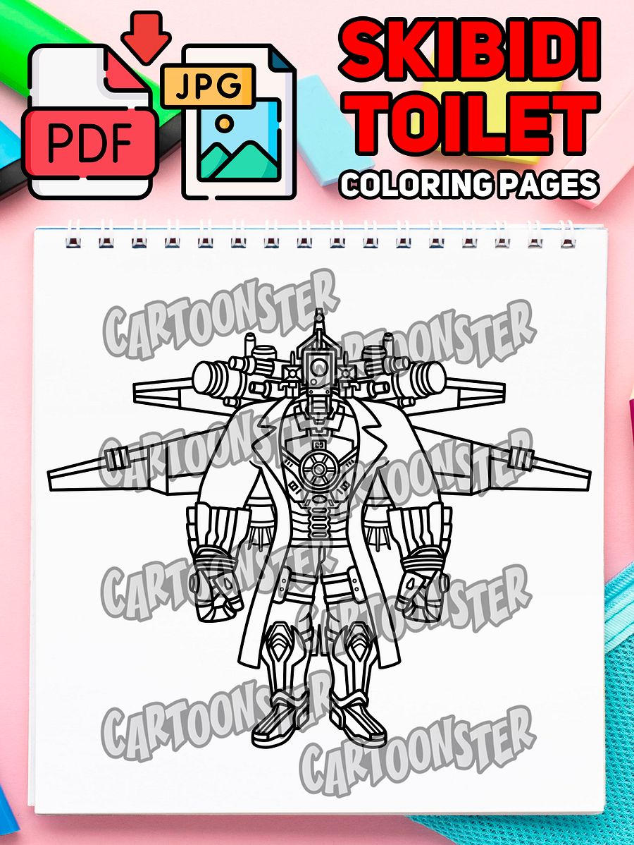 Upgraded Burn Titan Cameraman from Skibidi Toilet Garry's Mod | Coloring Page | Printable PDF & JPG product image (1)