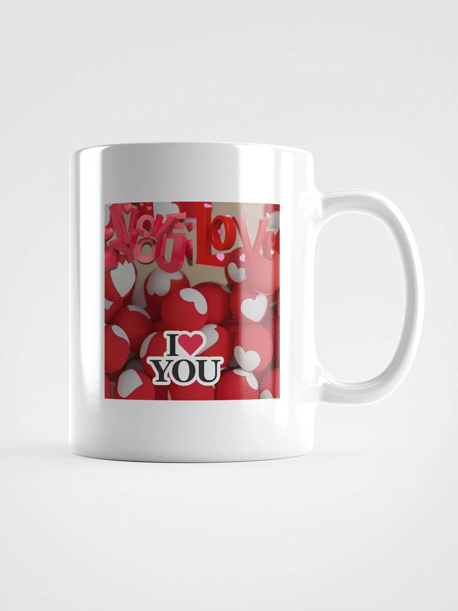 White Glossy Mug Hearts product image (1)