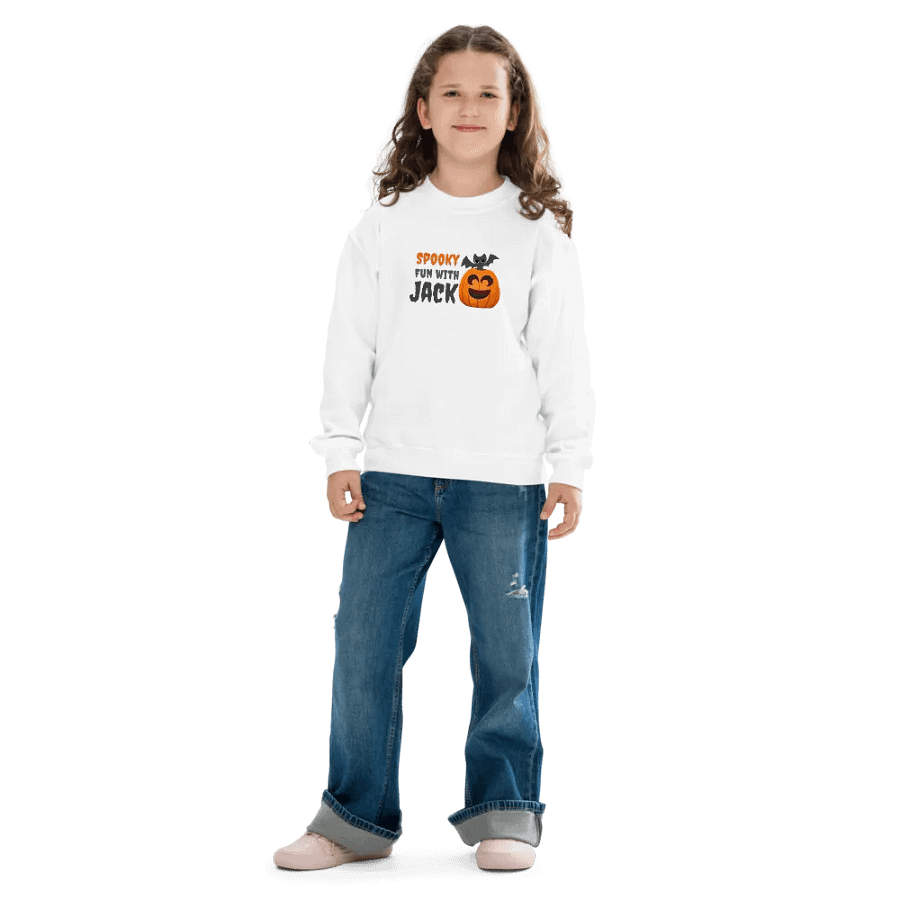 Spooky Fun with Jack Gildan Youth Crew Neck Sweatshirt – Cozy Halloween Kids' Apparel product image (7)