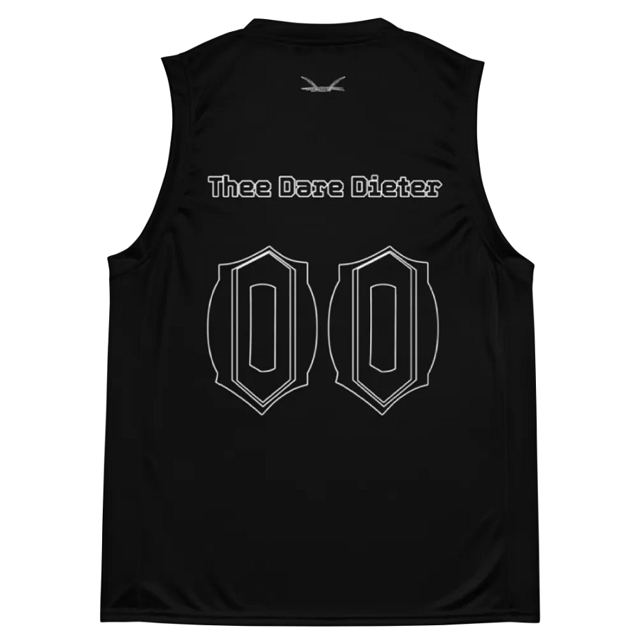 Thee Dare Dieter - Black - Recycled Unisex Basketball Jersey - Black HApex Gear Black Logo product image (11)
