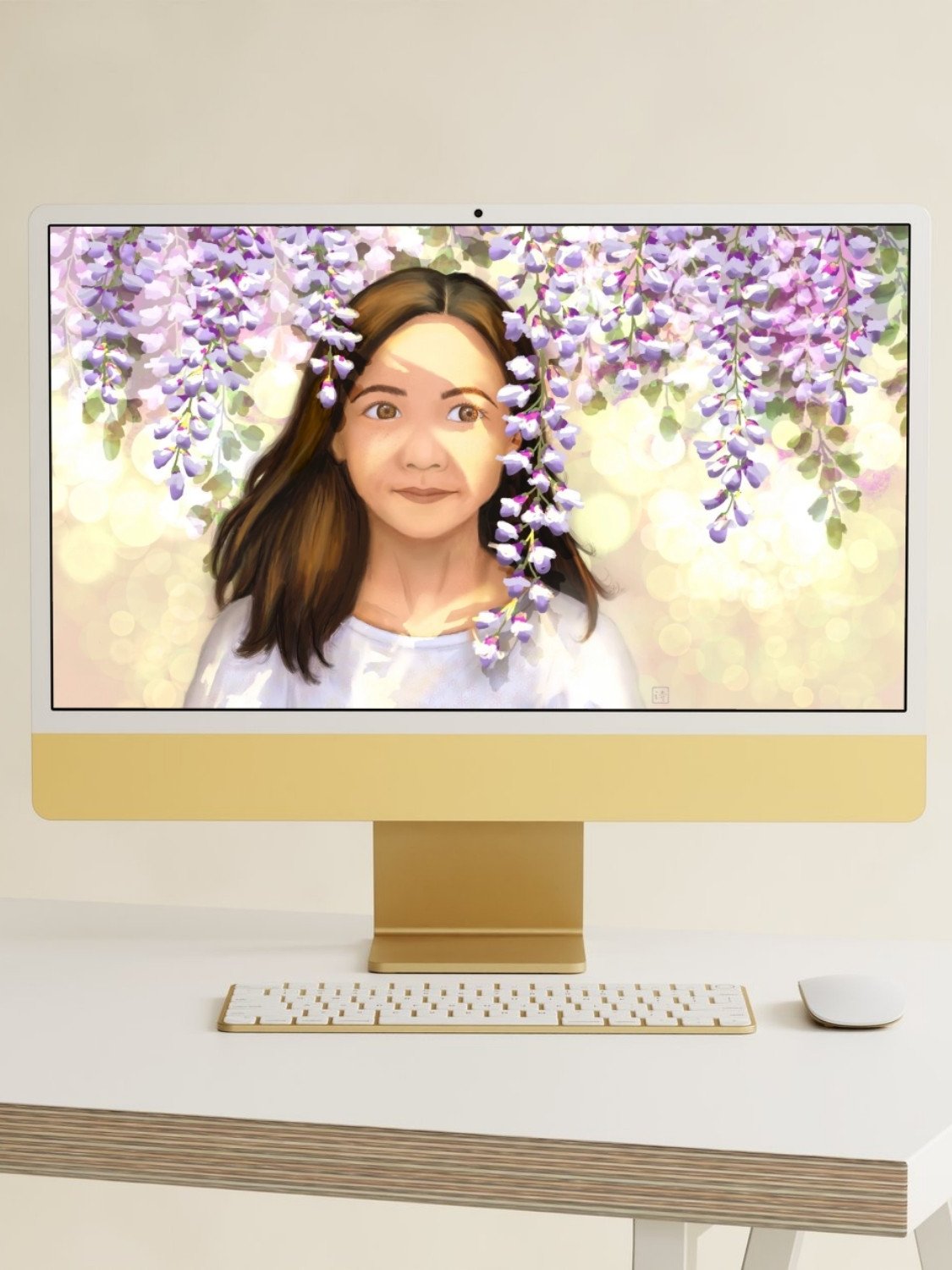 Girl Under the Wisteria Wallpaper and Animated Screensaver product image (1)