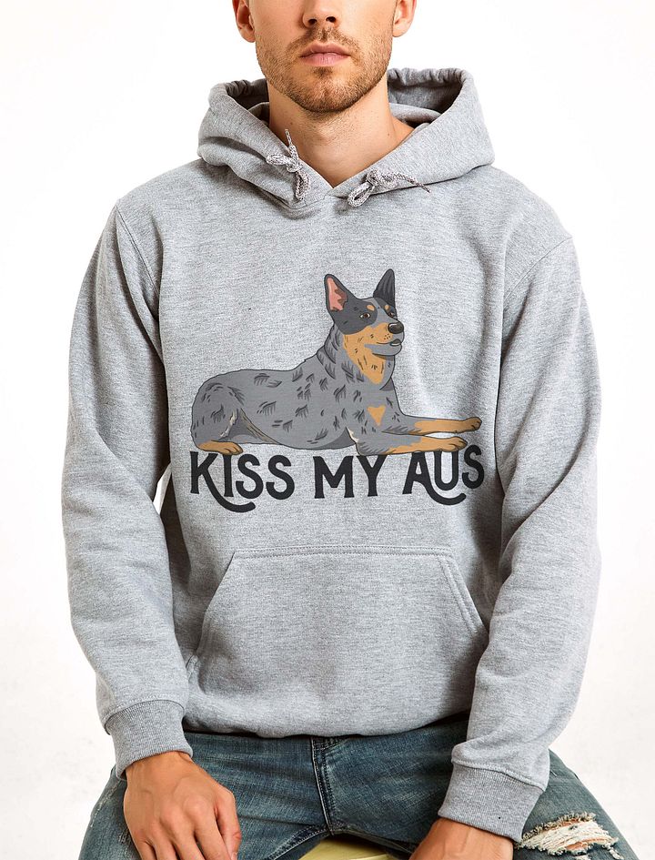 Kiss My Aus Hooded Sweatshirt of an Australian Cattle Dog | Funny Hoodie for Blue Heeler and Herding Dog Owners product image (20)