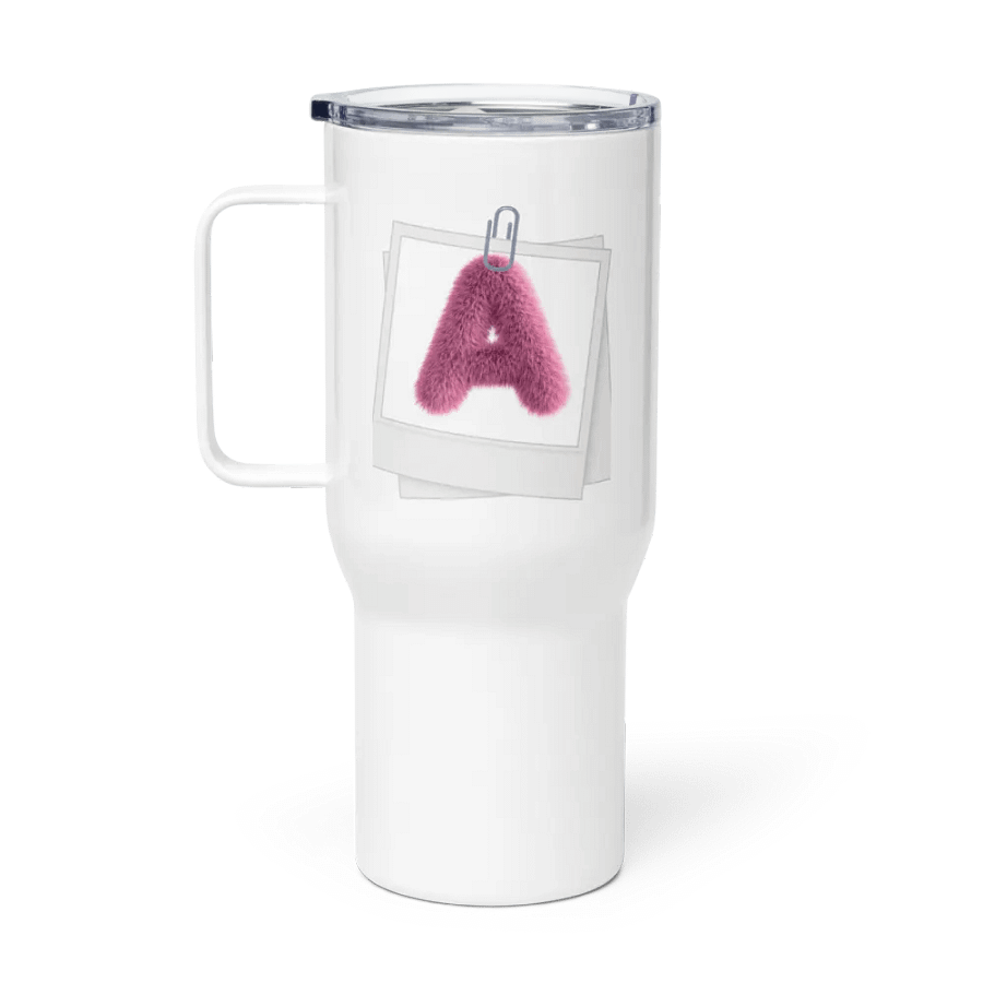 Fluffy Pink Fur Letter A Travel Mug product image (1)