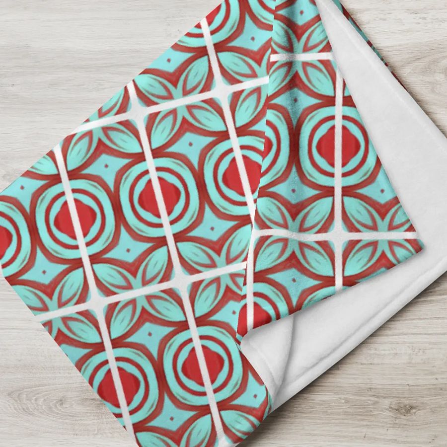 Blue & Red Diagonal Pattern Throw Blanket product image (7)