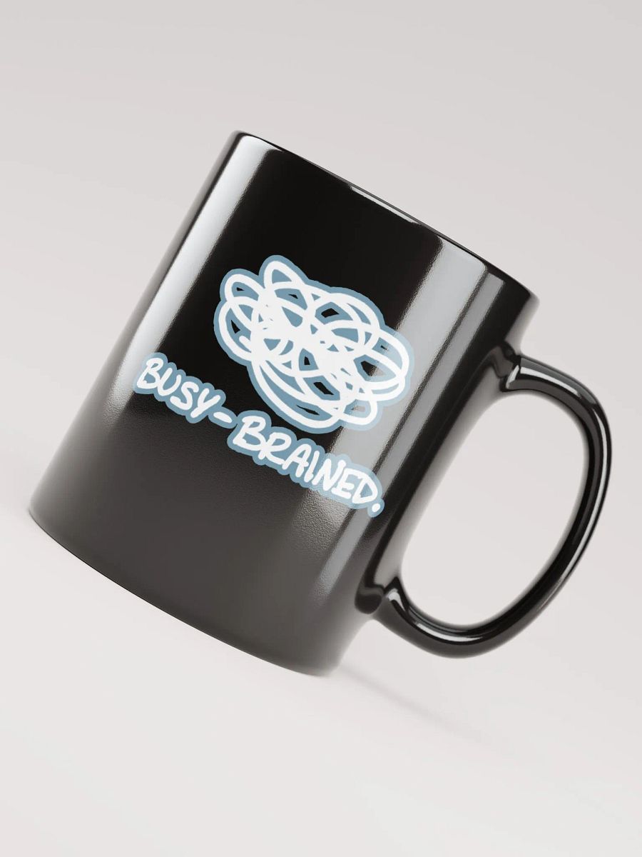 *not* mentally linear (lined design, #709AAF) glossy black mug product image (5)