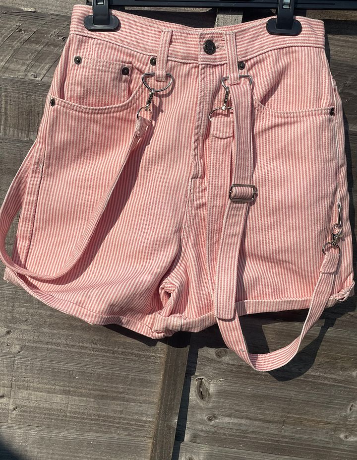 pink pinstripe shorts product image (1)