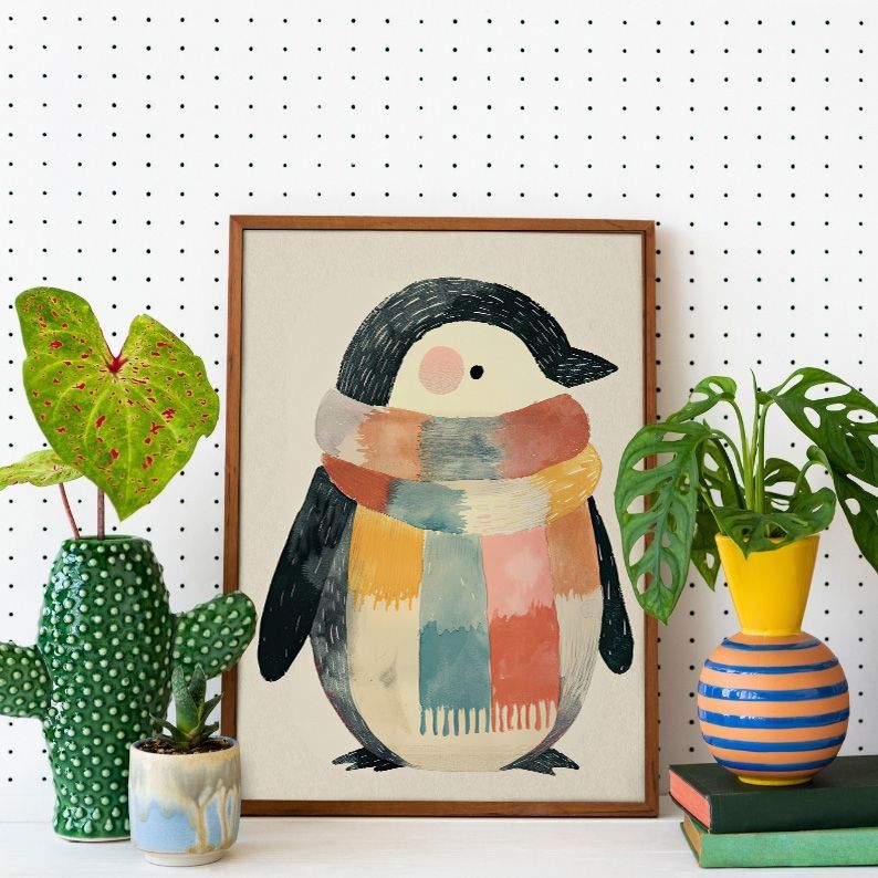 Cute Watercolor Penguin Illustration Nursery Art Print product image (9)