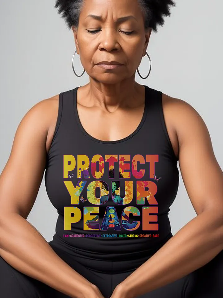African American Woman Protect Your Peace 7 Chakra Meditation Yoga Pose Spirituality Tank Top product image (1)