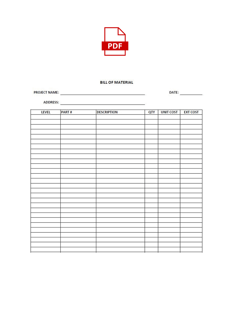 Bill of Material Style 01 – PDF Print product image (1)