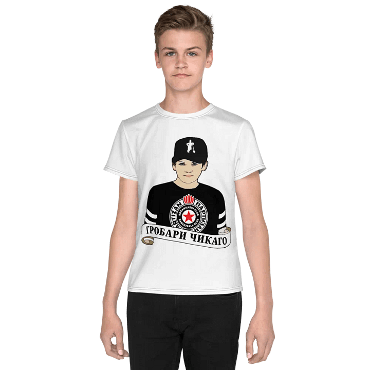 Grobari Čikago KK Partizan All-Over Print Youth Crew Neck T-Shirt product image (1)