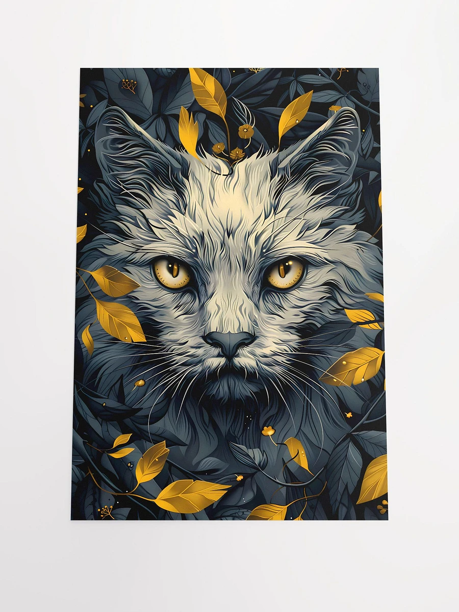 Autumn Whispers: Enigmatic Cat Face with Golden Eyes Art Matte Poster product image (3)