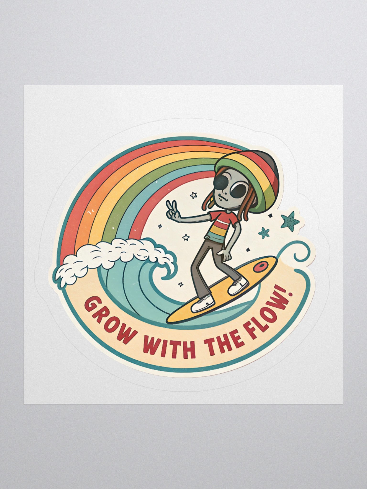 Rasta Alien Kiss Cut Sticker product image (1)