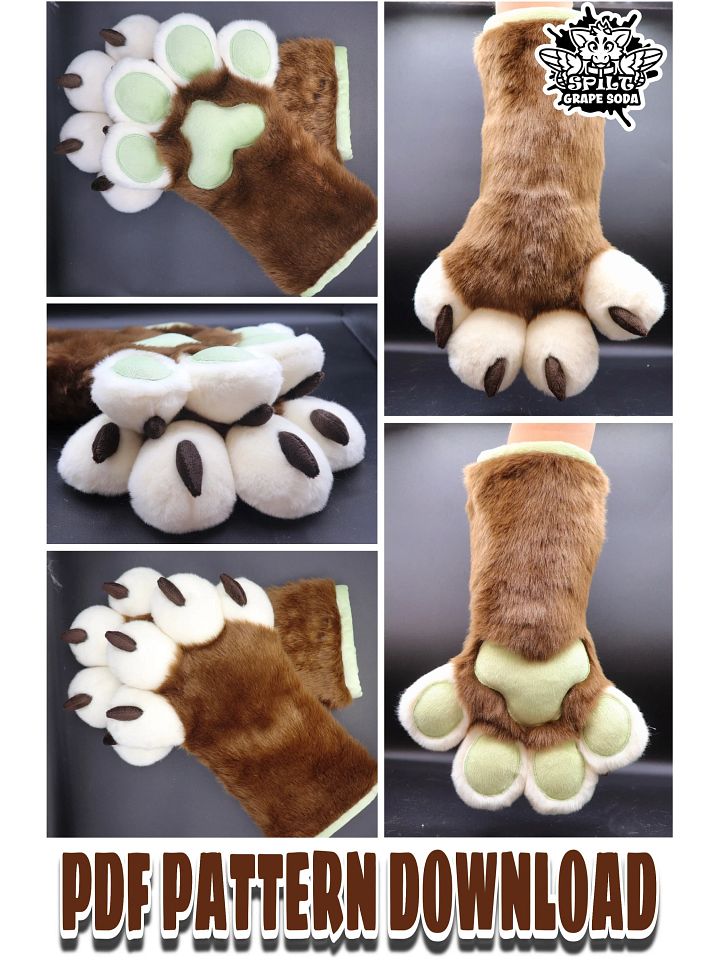 Four Finger Thumb Style Puffy Hand Paw Pattern [PDF DOWNLOAD] product image (1)