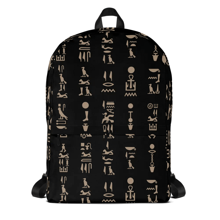 Isis Black Hieroglyphs All-Over Print Backpack product image (1)