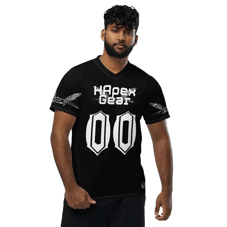 Recycled Unisex Sports Jersey - Capital - Black - White HApex Gear White Logo product image (10)