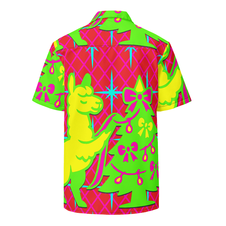 Ultimate Llama Ugly Sweater Button Up Shirt – Bright Neon Christmas Shirt product image (2)