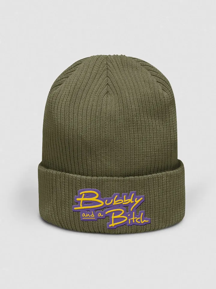Bubbly and a B*tch (tulip design) embroidered organic beanie product image (6)
