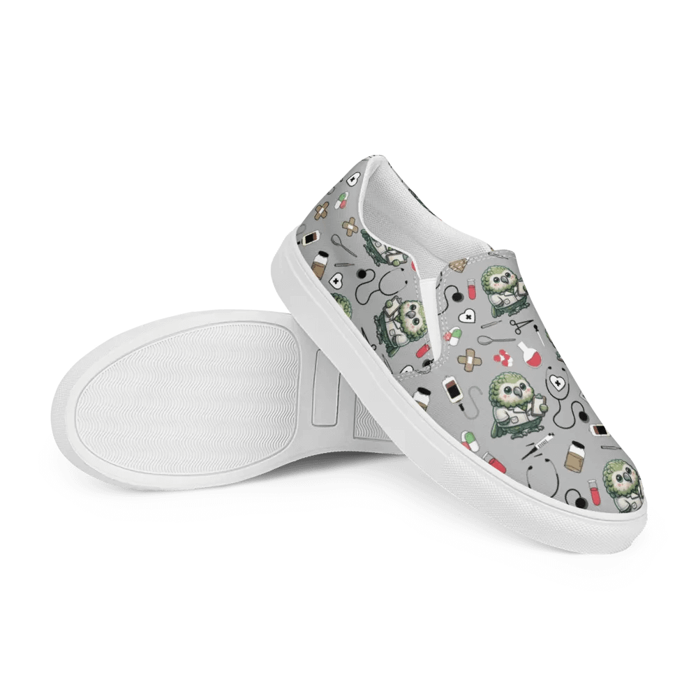 Cute Medical Kakapo Slip-On Canvas Shoes (Grey) product image (7)