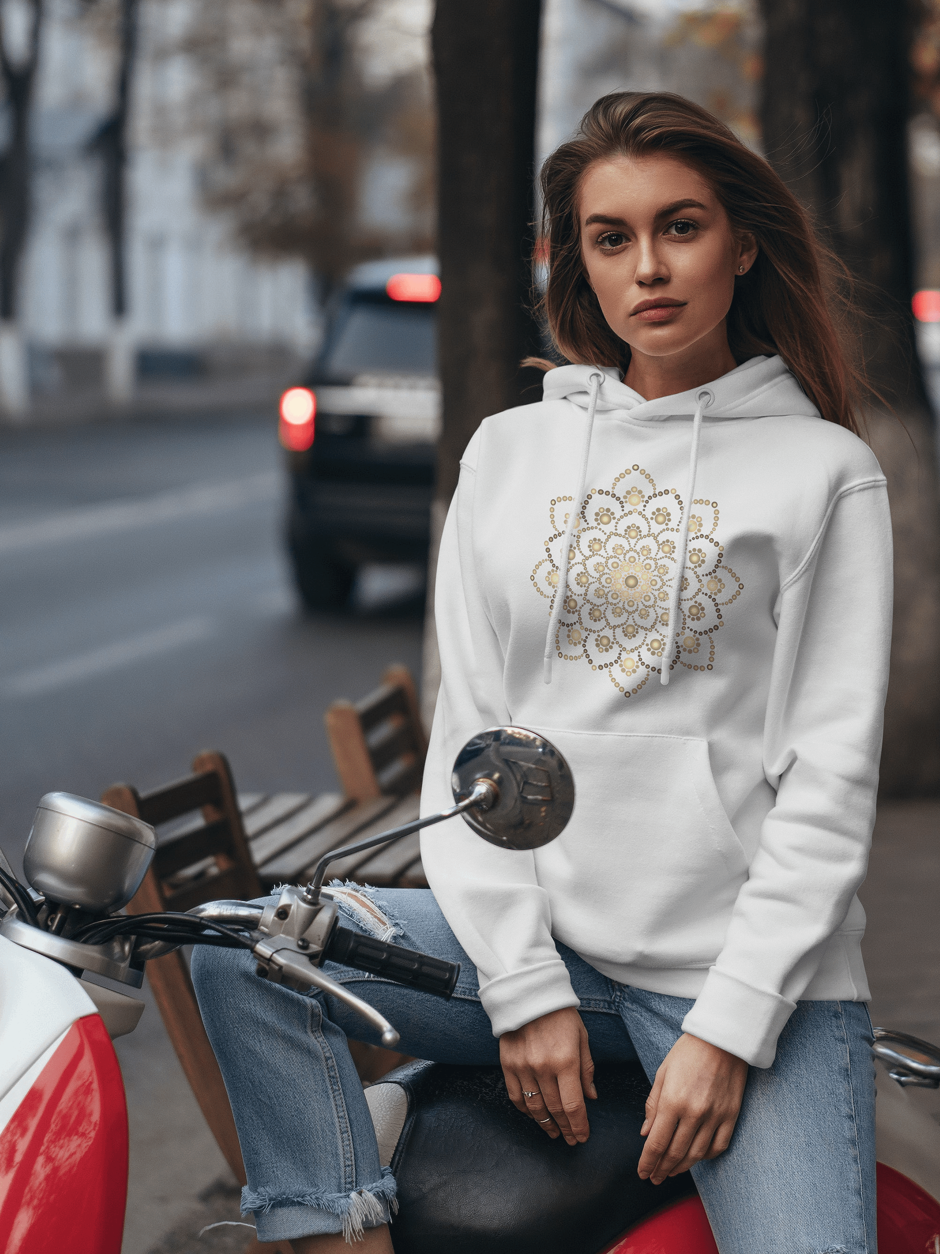 Golden-Brown Mandala Unisex Eco Hoodie product image (1)