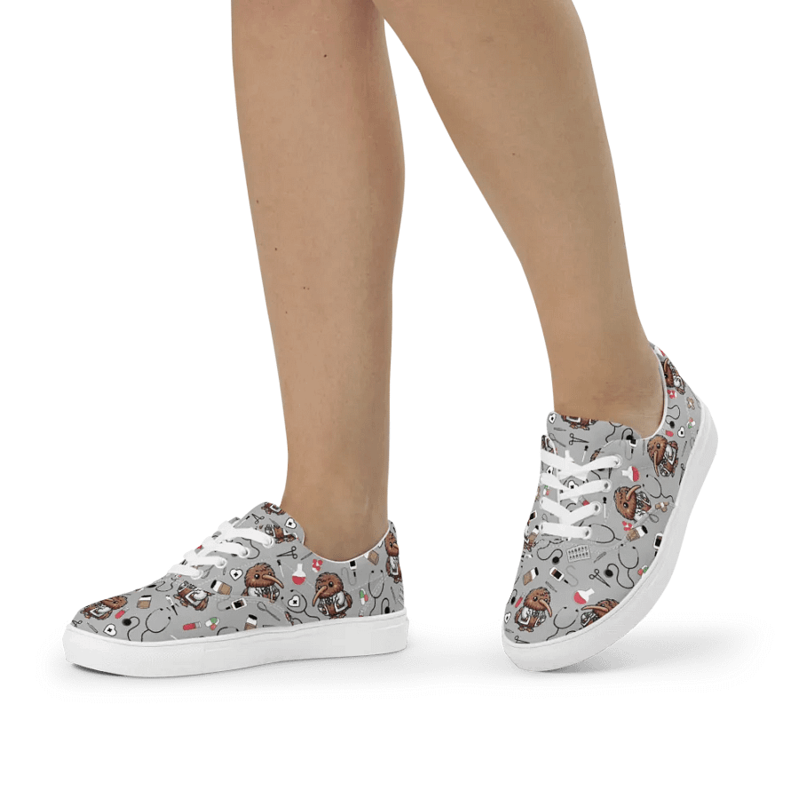 Cute Medical Kiwi Lace-up Canvas Shoes (Grey) product image (4)