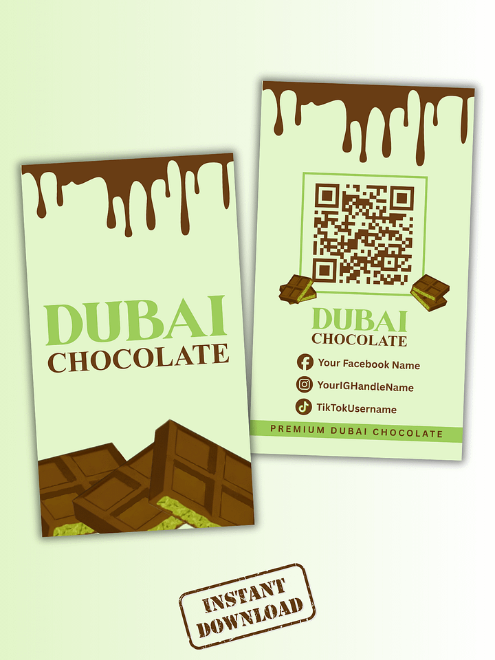 Light Green Dubai Chocolate Inspired Business Card Template - 1101925 product image (1)