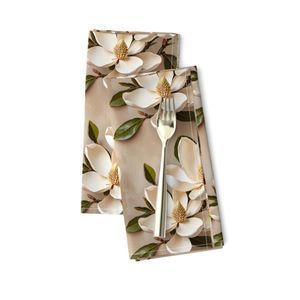 Seamless Pattern - Magnolia Pattern 2 on Beige Background product image (9)