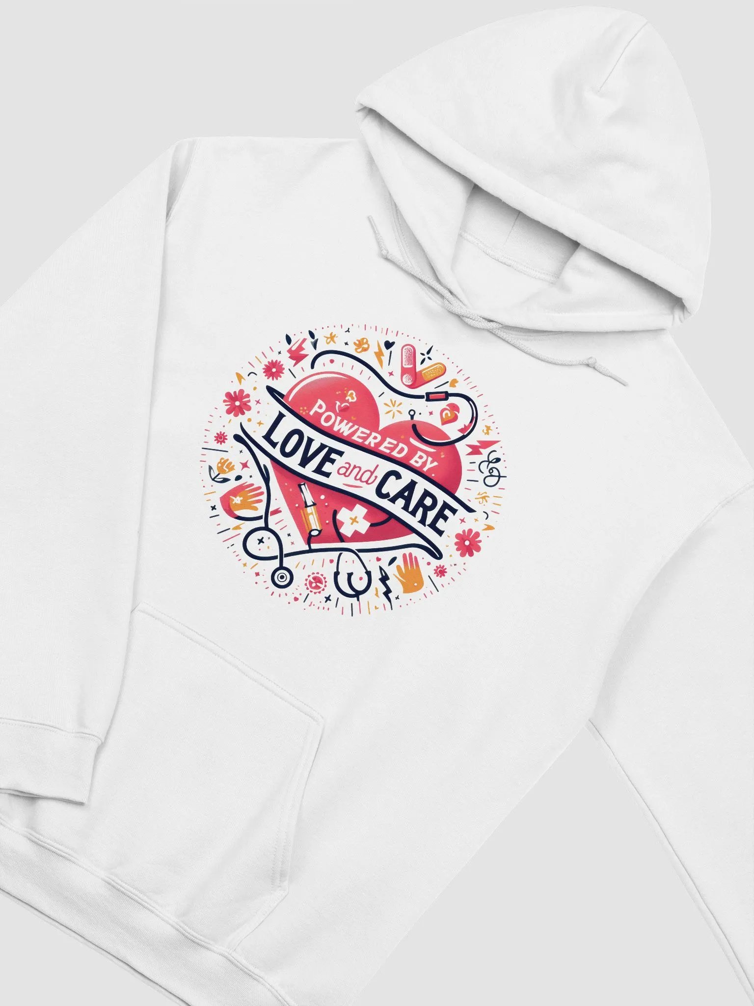 love and care heart shape design hoodie product image (31)