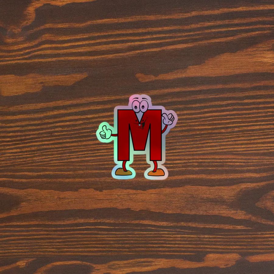 M Letter Cartoon Character Holographic Sticker product image (3)