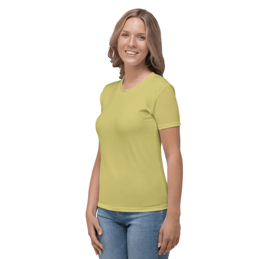 Plain Medium Yellow Light Summer Women's Crewneck Polyester Heavyweight Premium T-Shirt by Treasure Pie product image (4)