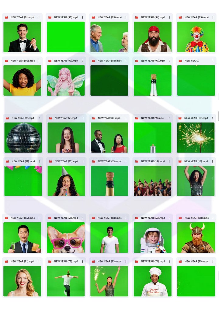 100 STUNNING NEW YEAR GREEN SCREEN CLIPS BUNDLE FOR FESTIVE VIDEO PROJECTS product image (2)
