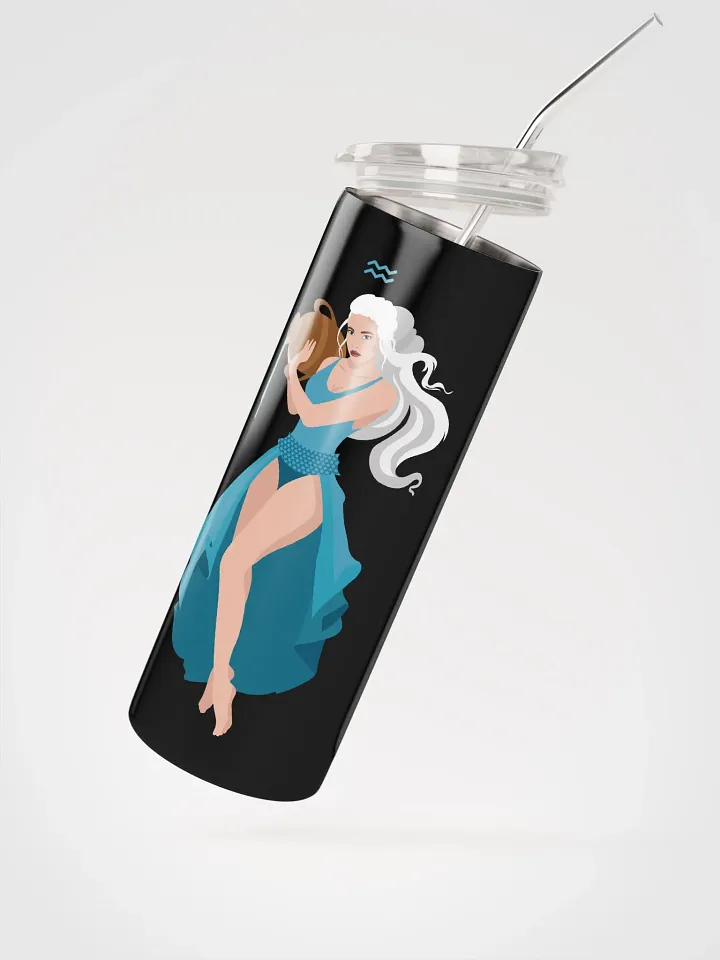 Aquarius Woman Illustrated Stainless Steel Tumbler: Embrace Zodiac Artistry! ♒ product image (2)