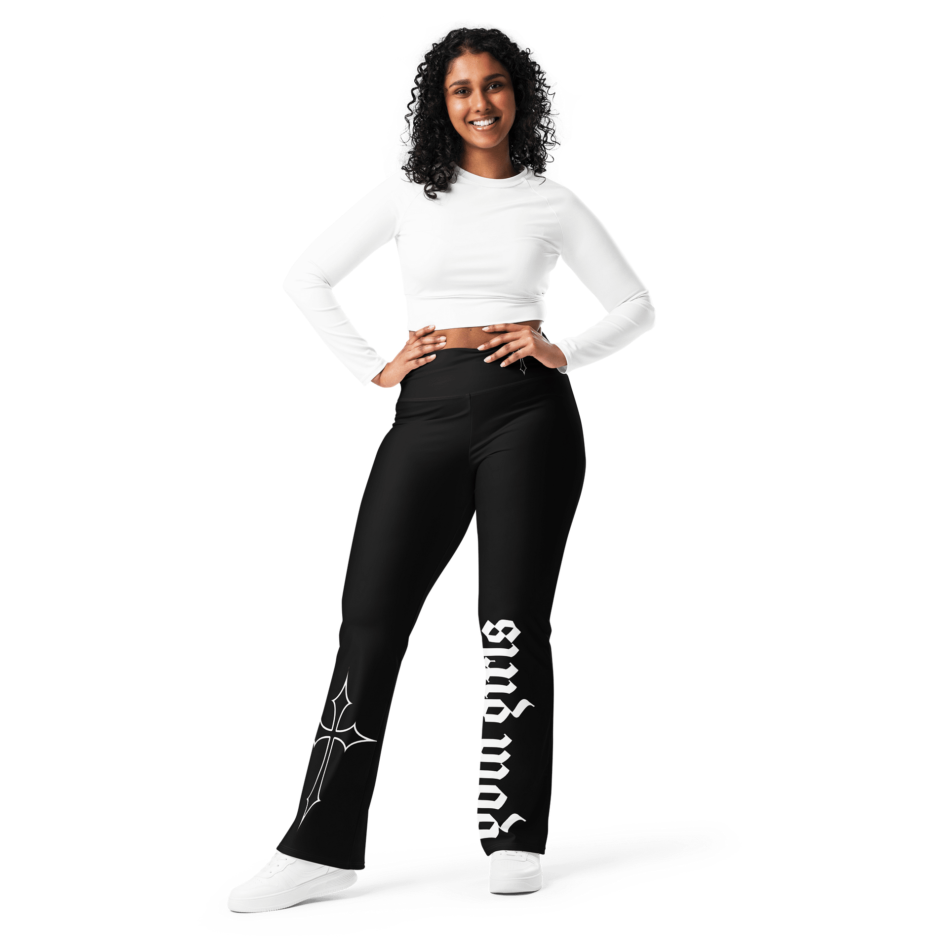 Goth Girl Flare Leggings (Recycled Polyester) product image (2)